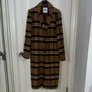 BB Dakota Women's Tan Plaid Trench Coat M